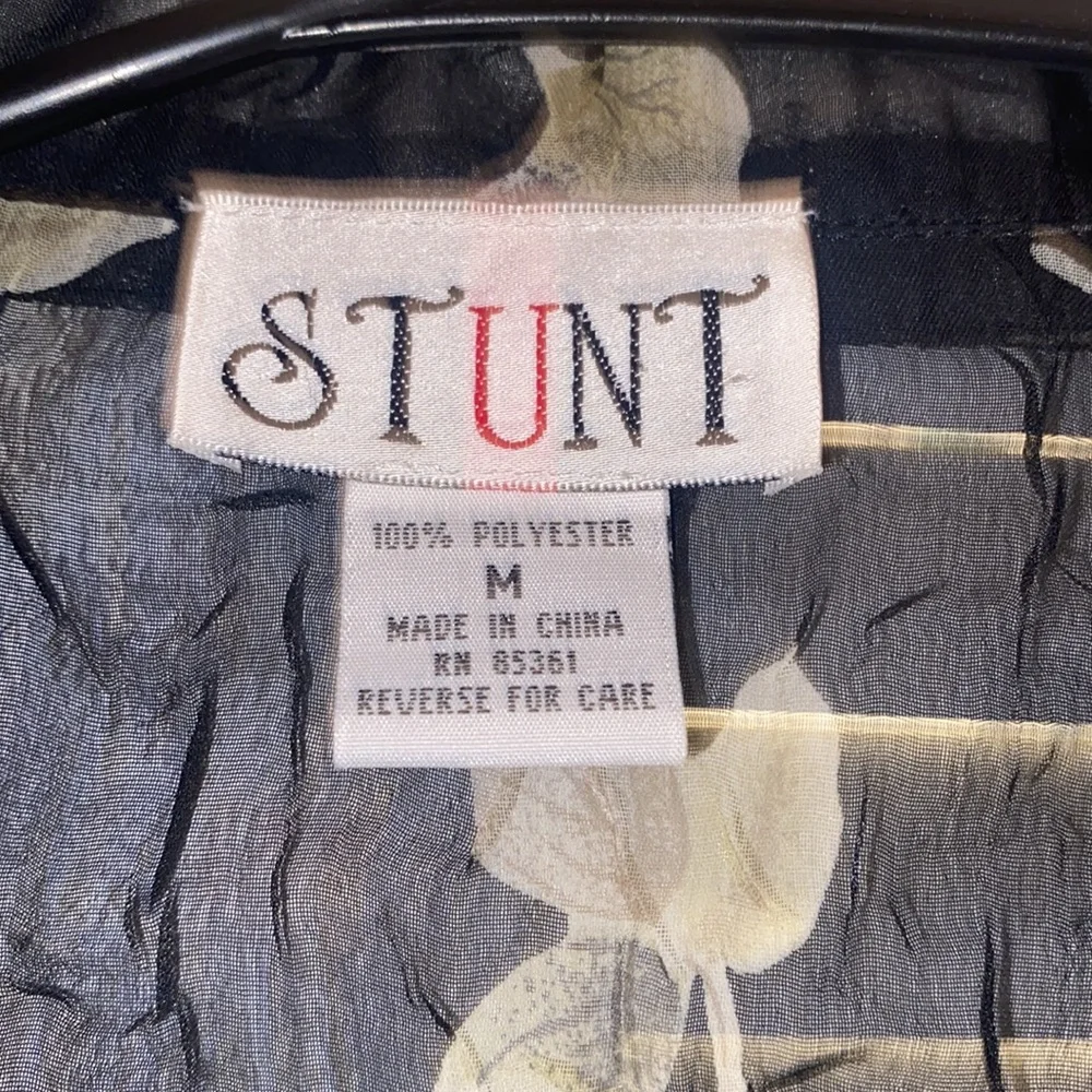 STUNT Black Sheer Floral Button Down Blouse - Picture 3 of 4